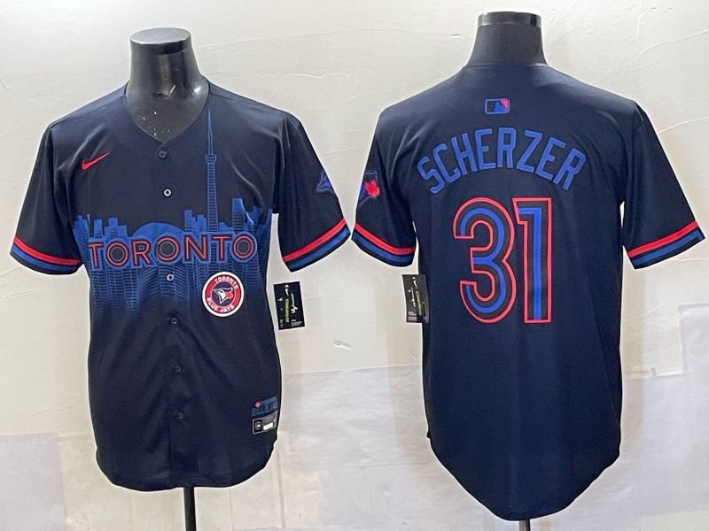 Men 2025 Toronto Blue Jays #31 Scherzer Black Joint Name Nike MLB Jersey 011